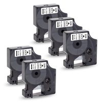 Pristar Replacement for DYMO 45013 Labeling Tape Compatible with DYMO Label Maker Label Manager 160 210D 280 360D 420P PNP Label Writer 450 Duo Turbo, Black on White 12mm x 7m 1/2" x 23', 5-Pack
