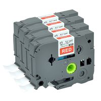 Compatible P Touch Labeling Tape 4Pack TZ435 TZe 435 TZ TZe White on Red Cartridge Label Orison Self Adhesive 1/2'' Cassette Refills 0.47 inch x 26.2Feet(12mm x8m)