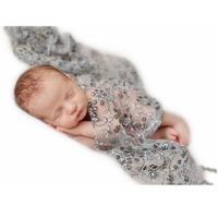 Coberllus Newborn Boy Girl Photography Props Newborn Wraps Baby Photo Shoot Outfits Wrap Lace Yarn Cloth Blanket (Gray Black),0-12 Months