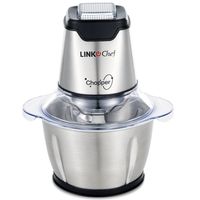 Mini Food Chopper LINKChef Food Processor Onion Vegetable Garlic Chopper Electric 4 bi-level blades 1.2L Robust Stainless Steel Bowl with 500ml Food Capacity Silver/ Black(FC-5125)- 3 Year Warranty (Silver and black)
