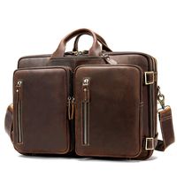 Business Travel Briefcase Genuine Leather Duffel Bags for Men Laptop Bag fits 15.6 inches Laptop Vintage Leather