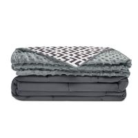 Quility Premium Adult Weighted Blanket & Removable Cover | 30 lbs | 86"x92" | for Individual or Couples Between 220-280 lbs | Queen Size Bed | Premium Glass Beads | Cotton/Minky | Grey/Chevron