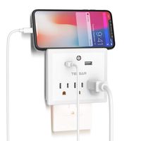 Multi Plug Outlet Extender with USB Wall Charger and Night Light, 3 Electical Outlet Splitter 2 USB Phone Charger Wall Plug for Cruise Essentials, Multiple Power Outlet Expander with Charging Station