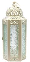 Vela Lanterns Moroccan Style Candle Lantern, Medium, Clear Glass, Cream Color