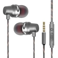 Earbuds Ear Buds Earphones Headphones in Ear Earphones Noise Isolation Headsets Heavy Bass Earphones with Microphone Volume Control Powerful Bass Tablets Laptop Mp3 Mp4 Players 3.5mm Gray