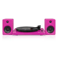 Victrola Modern 3-Speed Bluetooth Turntable with 50 Watt Speakers, Pink Piano Finish