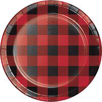 Creative Converting 321824 96 Count Sturdy Style Dessert/Small Paper Plates, Buffalo Plaid