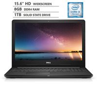 Dell Inspiron 15 3000 Series 15.6" HD LED-Backlit Widescreen Laptop, Intel Core i3-7130U 2.70GHz Dual-Core Processor, 8GB DDR4 RAM, 1TB Solid State Drive, HDMI, Wi-Fi, Bluetooth, Windows 10, Black