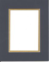 16x20 Navy Blue & Gold Double Picture Mat, Bevel Cut for 11x14 Picture or Photo