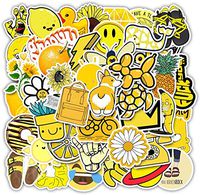 50 Pack Cute Nature VSCO Stickers for Water Bottles Laptops - Aesthetic Lovely Trendy Waterproof Vinyl Sticker Decals for Notebook Hydro Flasks Mirrors - Yellow Scrapbook Decals for Teens, Girls, Fem