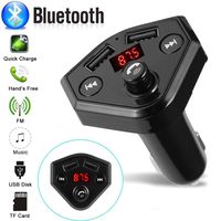 Glumes Bluetooth FM Transmitter for Car｜Wireless Radio Transmitter Adapter｜Mp3 Player with Hands Free Calls｜Quick Charge｜Dual USB｜Car Charger｜for Samsung/iPhone｜Good Gift (♦ Black)