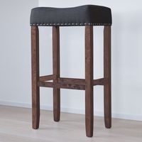 Nathan James Hylie Nailhead Wood Pub-Height Kitchen Counter Bar Stool, 29", Black/Dark Brown