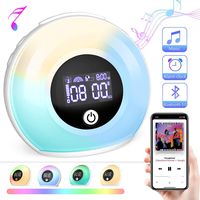 Sinohrd Wake Up Light Alarm Clock, Kids Night Light with Wireless Bluetooth Speaker, Tap/Knock to Change 5 Color Lights,4 Brightness for Bedroom Living Room Decor,Party,Gift