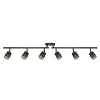 Globe Electric 59086 Kearney 6-Light Foldable Track Lighting, Oil Rubbed Bronze Finish, Champagne Glass Shades, Bulbs Included