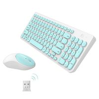 Wireless Keyboard and Mouse,MUEQU Quiet Full Size 2.4G Wireless Keyboard Mouse Combo,Portable Mobile Optical Mice with USB Receiver for PC Laptop Windows (Green)