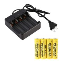 Celiy 4X 18650 3.7V 9800mAh Li-ion Rechargeable Battery Smart Charger Indicator US