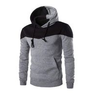 GHrcvdhw Autumn Men Pullover Solid Slim Cotton Warm Contrast Color Hooded Sweatshirt Trendy Sport Hoodie Tops Gray