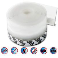 Huryfox Silicone Shower Door Seal Strip, Door Draft Stopper Glass Door Bottom Sweep Self-Adhesive Door Weather Stripping Block Drafts, Dust, Noise(Length 16.4FT, Width 45mm, Transparent)