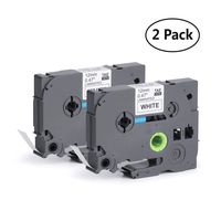P Touch Label Maker Tape Compatible for Brother P-Touch PTD210 PTD200 PTH100 PTH110 PTD400VP PTD600 Label Maker Tape (12mm, Black on White (2 Pack))