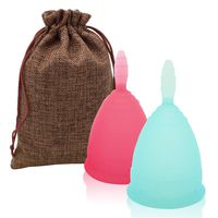 TIMKDLE Menstrual Cup 2Set of Large Red and Blue Silicone Cups-Feminine Alternative Protection to Cloth Sanitary Napkins