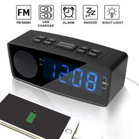 Clock Radio, Alarm Clock with FM Radio, USB Charging Ports for Bedrooms