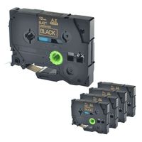 NineLeaf 5 Pack Gold on Black Label Tape Compatible for Brother TZ TZe TZ 334 TZe 334 1/2 inch for P-Touch GL-100 PT-1000 PT-1010 PT-1100 PT-1170 PT-11Q PT-1280 PT-18R PT-2030 PT-D210BK Printer