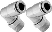 Vixen Air 3/8" NPT Male to Push to Connect (PTC) for 3/8" OD Hose Swivel Elbow - Bundle of Two Fittings VXA2323-2