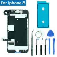Full Screen Replacement LCD 3D Touch Assembly Front Camera Ear Speaker Shield Plate with Frame Adhesive and Repair Tools for iPhone 8 4.7 inch (Black)