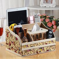 T-ZJHC Household Tissue Box Creative Desktop Tray Multifunction Remote Control, Yellow Owl Large, 27.5 20.5 17cm
