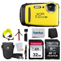 Fujifilm FinePix XP140 Digital Camera + 48GB SD Card + Floating Strap + Cleaning System + 12" Flexible Tripod + Screen Protectors + SD Card Reader + Memory Card Wallet + Camera Case (Yellow)