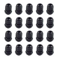 HONJIE IP68 Nylon PG7 Waterproof Cable Gland Joint Adjustable Lock Nut Black - (20 Pcs)