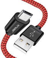 JSAUX Micro USB Cable Android, (2-Pack 6.6FT) Micro USB to USB A High Speed Sync Charger Nylon Braided Cord Compatible Samsung Galaxy S6 S7 Edge J7 Note 5,Kindle,LG,Xbox,PS4,Camera,Smartphones(Red)