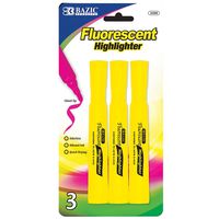 BAZIC Yellow Desk Style Fluorescent Highlighters (3/Pack) (Case of 24)