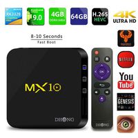 DHong MX10 Android TV Box, Android 9.0 Streaming Media Player 4GB+32GB, RK3328 Quad Core 64Bit Smart TV Box 3D 4K HDR HLG Video Playing