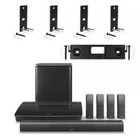 Bose Lifestyle 650 Home Entertainment System with Wall Brackets (1 OmniJewel Center Channel Bracket & 4 OmniJewel Wall Brackets) - Black