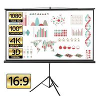 Yaheetech 100 inch 16:9 Portable Projector Screen with Stand Wrinkle-Free Design Widescreen Viewing Foldable Tripod Projection Screen Pull Up Indoor/Outdoor for Home Theater Camping