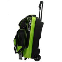 Pyramid Path Triple Premium Deluxe Roller with 5 Accessory Pockets Bowling Bag (Black/Lime Green)