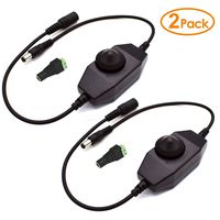 PLUSPOE LED Inline Dimmer Switch Controller 12V-24VDC 4A for RGB and Monochrome SMD 5050 3528 2835 5630 LED Strip LED Tape LED Ribbon LED Rope LED String Light (DC Dimmer- 2Pack)