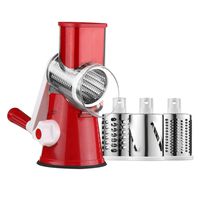 K Kwokker Mandoline Chopper Rotary Cheese Grater Convenient Life Drum Slicer w/ 3 Blades for Vegetable Fruit Nuts(Red)