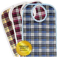 Medokare Adult Bib Clothing Protector - 3 Pack Long Washable Reusable Bibs for Seniors for Eating at Mealtime, Waterproof Stain Resistant Bibs for Elderly