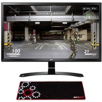 LG 27" 4K UHD IPS LED Monitor 3840 x 2160 16:9 (27UD58-B) with Deco Gear Large Extended Pro Gaming Mouse Pad Water Resistant Non-Slip (12" x 32")
