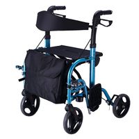 FGHJUT Disabled Rollator Walker with Seat, Steel Rolling Walker with Seat and Bag, for Seniors Padded Seat, Stand Rolling Ultra Walker with Handbrake, Supports Up to 300 lbs