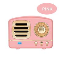 Enhanced Bass Retro Stereo Wireless Vintage Portable Speaker with TF Card Slot,USB Port,Built-inMic,forOutdoors,Beach,Home,Travel,Compatible for Android/iOS Devices(Pink)