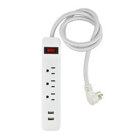 J.VOLT 3-Outlet Power Surge Protector with USB Ports, 2 USB Charging (2.1A), 3-Foot Extension Cord with Switch, ETL Listed, White