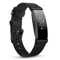 NAHAI Compatible with Fitbit Inspire HR Bands/Fitbit Inspire Band, Canvas Woven Fabric Bands Quick Release Strap Breathable Replacement Wristband for Fitbit Inspire, Small, Black with Button Black