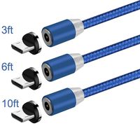 UGI Micro USB Magnetic Phone Charging Cable,USB 2.0 to Micro USB Cable Android (3.3ft+6.6ft+10ft) Nylon Braided LED Cord Compatible with LG HTC Samsung S5 S6 S7 Note 5 PS4 More Micro USB Devices