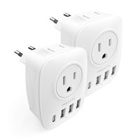 European Travel Plug Adapter, Maxcio European Adapter with 2 American Outlets 1 USB-C and 3 USB Port, 6 in 1 International Power Adaptor Plug for Europe Type C Country Spain Italy Iceland (2 Packs)