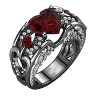 Fxbar Popular Heart Rings 2019 New Women Eternity Promise Wedding Rings Couple Personalized Gemstone Jewelry (Red,9)