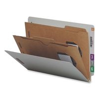 Smead End Tab Classification File Folder with SafeSHIELD Fasteners, 2 Pocket-Style Dividers, 2" Expansion, Legal Size, Gray/Green, 10 per Box (29710)