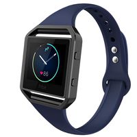 ZUKVYE Sport Bands Compatible with Fitbit Blaze,Slim Soft Silicone Band with Metal Frame Replacement Strap Wristband for Women Men - Navy Blue Small